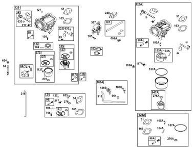 Carburetor And Fuel Supply Group Diagram and Parts List for 40N877-0073-G1  Briggs and Stratton Engine